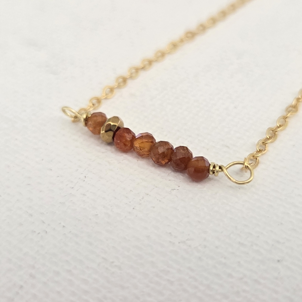Dainty Hessonite Garnet 16k Gold Plated Necklace